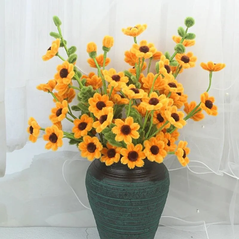 

Chenille Stems Stick Daisy DIY Material Kit Flower For Valentines Day Grils Gifts Teacher Day Gift DIY Craft Supplies Toy