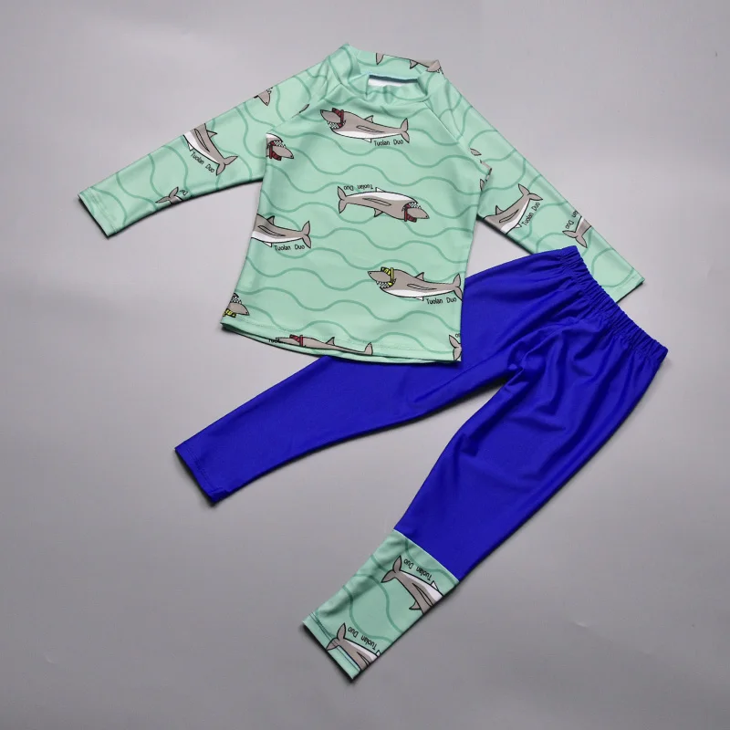South Korean children's Swimsuit Boys' middle school children's long sleeve trousers swimsuit sunscreen student diving suit