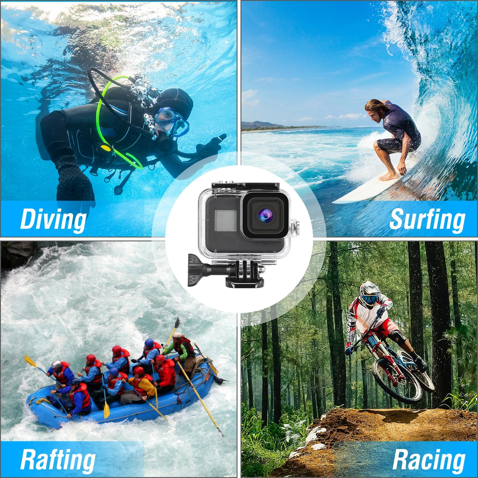 Boîtier étanche étanche Jusqu'à 60 Mètres Pour GoPro HERO 8 Avec