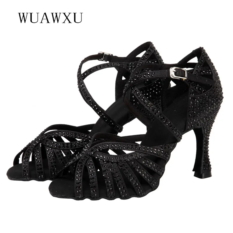 NATASHA Latin dance shoes adult women's dance shoes black hot diamond dance shoes female adult dance shoes high heel soft bottom