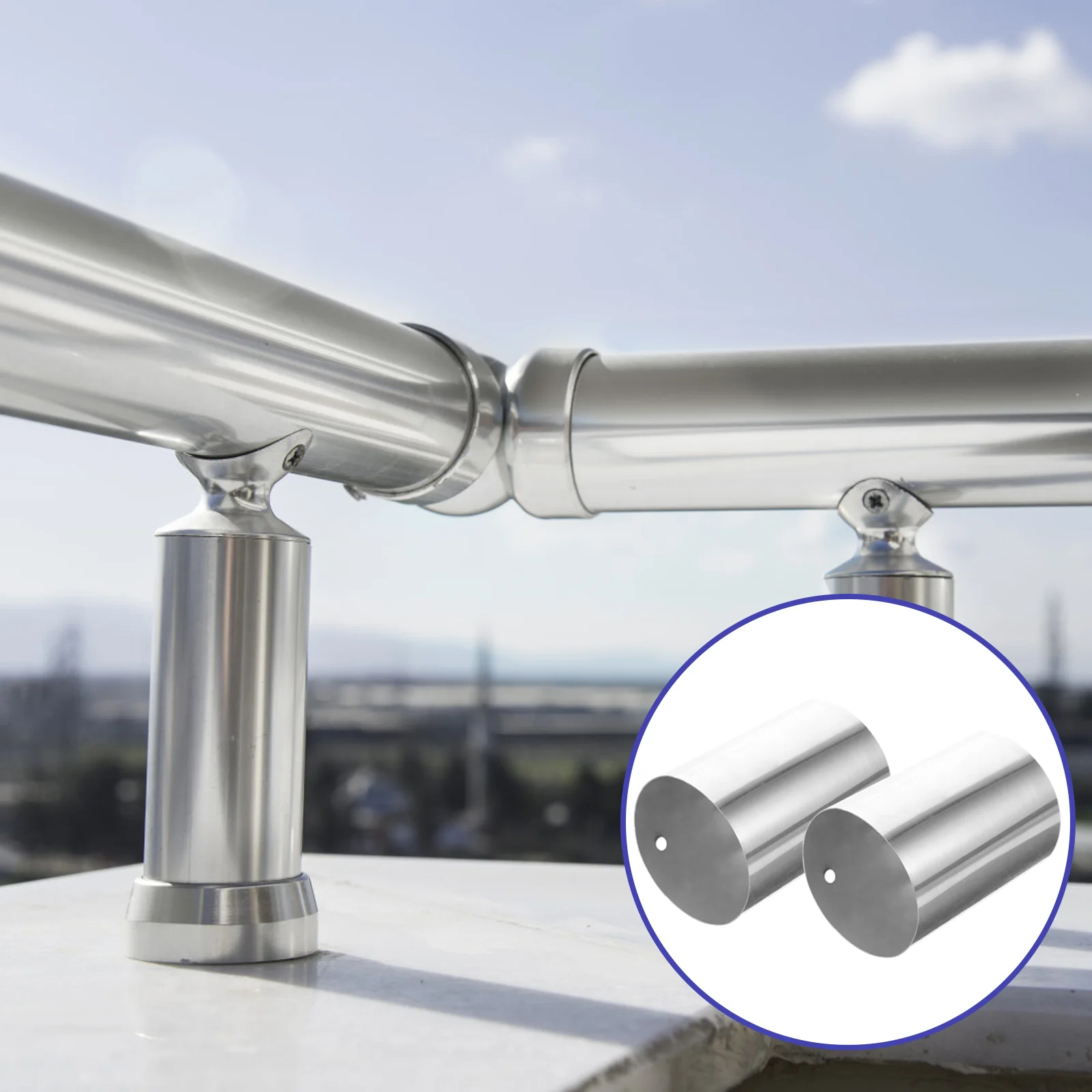 

2 Pcs Pvc Handrail Wall Bracket Rest Fitting Structural Glass Round Connector Extension Stainless Steel for Cable Railing