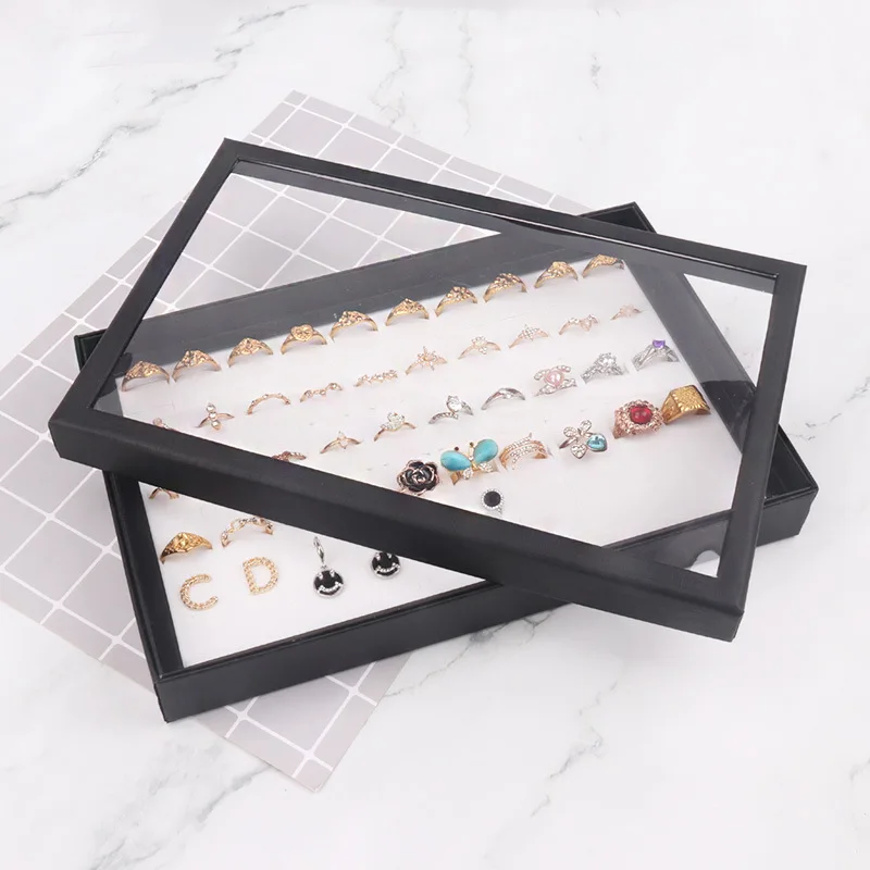 Jewelry Box Transparent Jewelry Display Packaging Gift Box Desktop Display Earrings Storage Ring Box 100 Slots