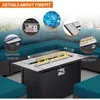 9-Piece Patio Rattan Furniture Set with Gas Fire Pit Table Outdoor Sectional Conversation Couch Brown Wicker Sofa 5