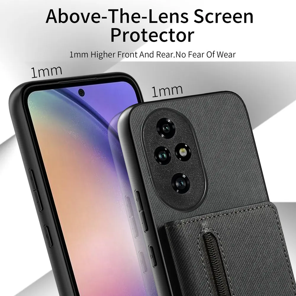 Premium RFID Leather Zipper Wallet Case - 5G Compatible