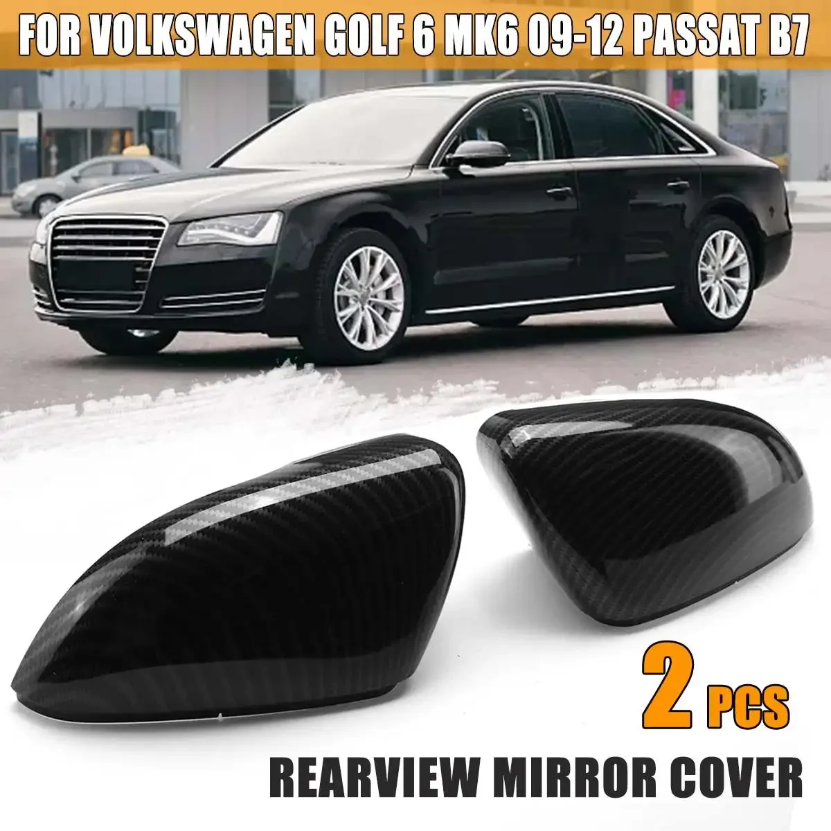 

2 шт., зеркальный чехол из углеродного волокна для Volkswagen Golf 6 MK6 09-12 Passat B7
