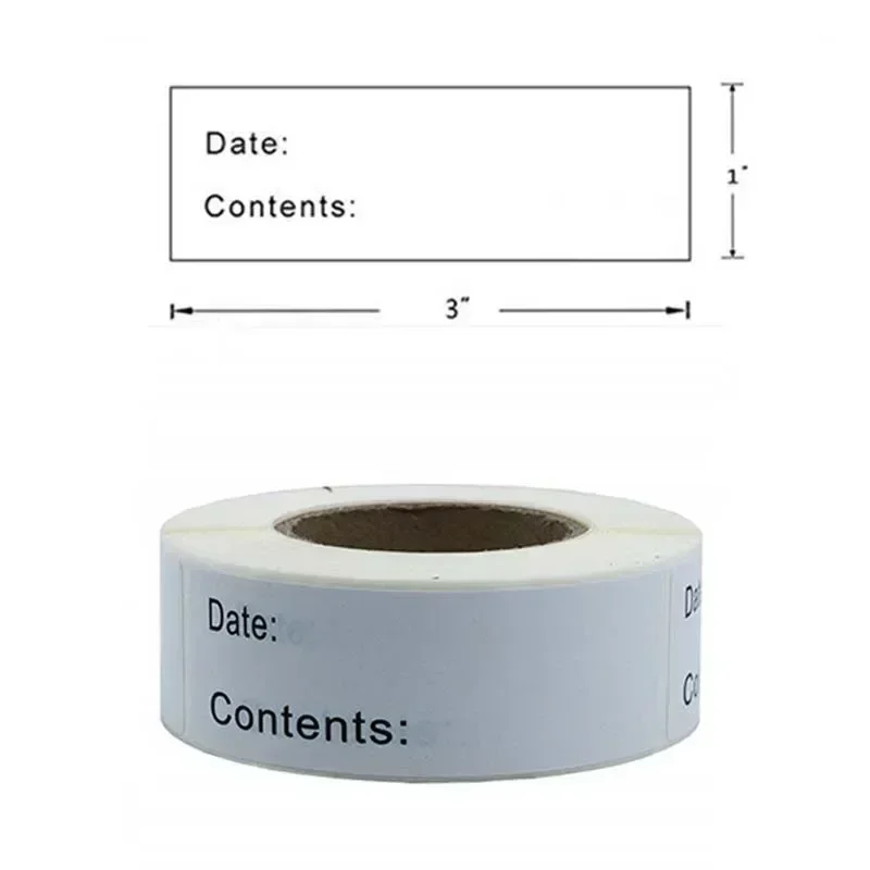 Label Stickers 1 Roll Self-Adhesive Removable Freezer Refrigerator Food Storage Paper Sticker Labels White Date Stickers For Home Storage Tags