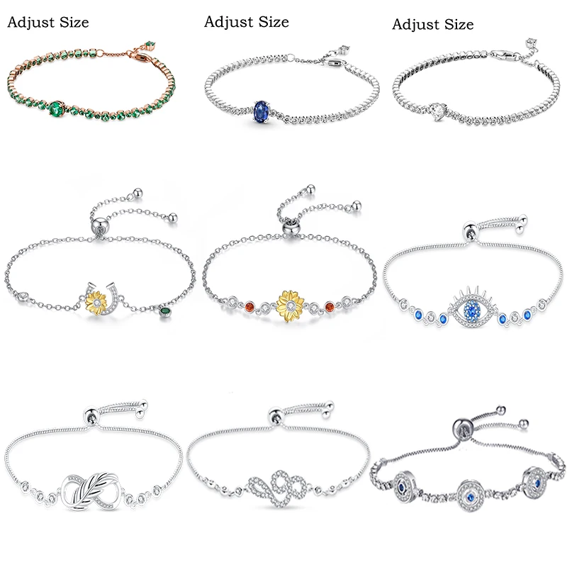 

Classic fashion 925 Silver Fit Pandora Bracelet Sunflower Angel's eye Green blue zircon DIY Charms Beads Birthday Jewelry Gift