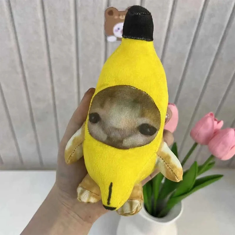 바나나 고양이 해피 고양이 봉제 인형 장난감, 재미있는 인형 바나나 인형 장난감, 노벨티 선물 봉제 인형 동물 선물