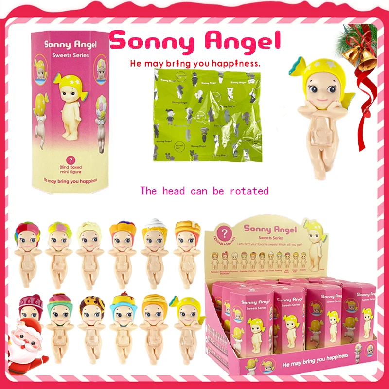 Muñeco de acción Sonny Angel, juguete de ángel, lindo y misterioso, sorpresa, modelo de anime, bandeja de dulces, muñeca con cara de abanico, regalos de Navidad para niños