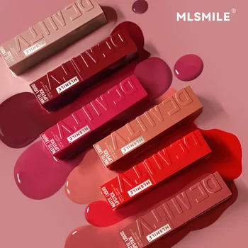 MLSMILE 6 Color Non-stick cup Velvet Satin Gloss Lip glaze Mist Liquid matte lipstick Waterproof long-lasting color liquid 4