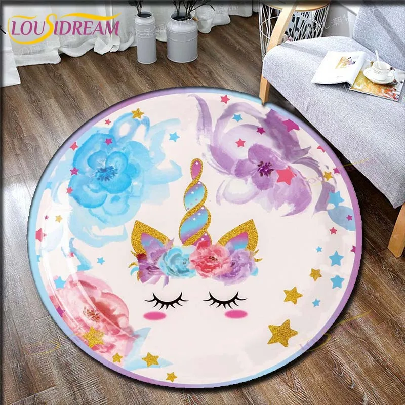 

Pink Unicorn Rug Cute Round Rug Living Room Decor Mancave Rug Floor Mats Carpets for Bed Room Chair Mat Gifts for Dad