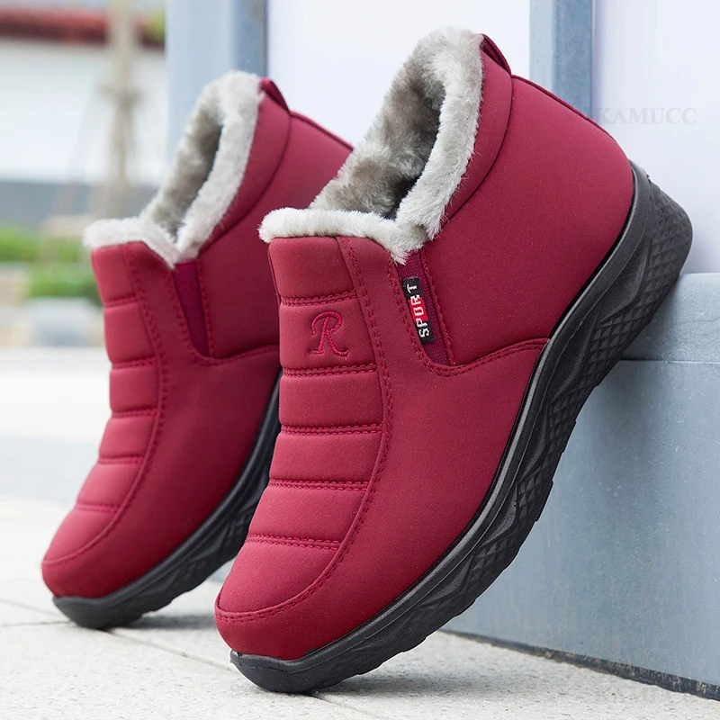 Women's Lace-Up Ankle Boots, Winter Snow Boots, Cotton Shoes, Warm...
