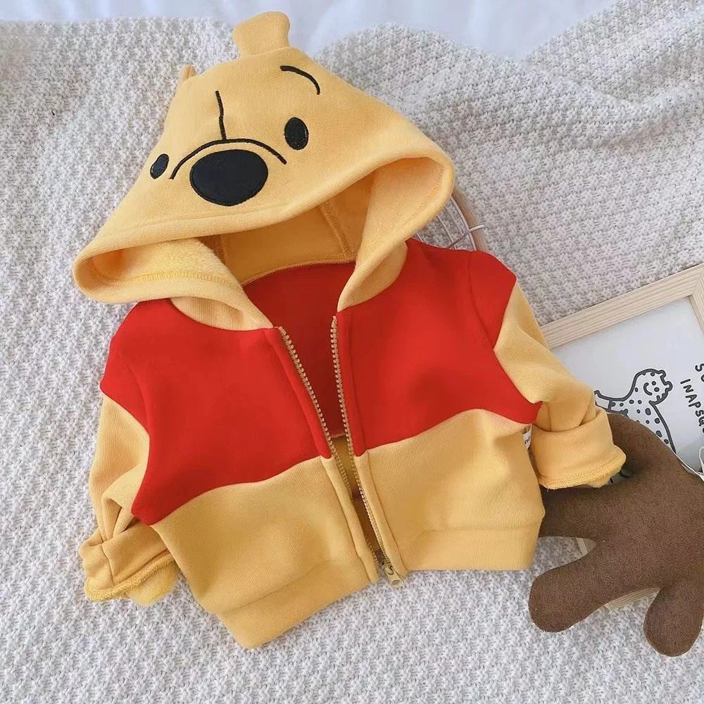Baby Boys Autumn Winter Jacket Kid Warm Zipper Coat Girl Thick Parka Children Clothing Cartoon Winnie Pooh Outerwear Pajama Tops children outerwear