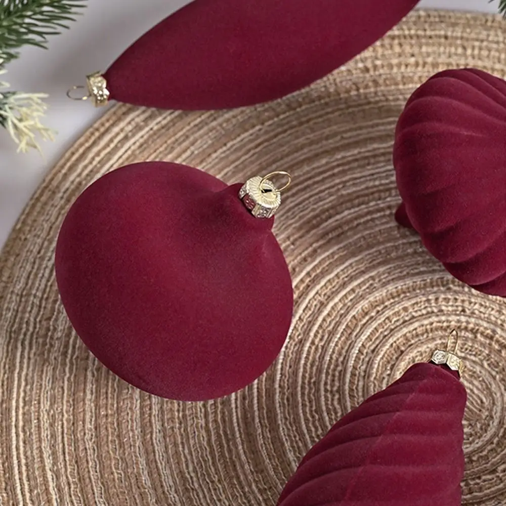 Description Picture 5 of item27pcs Flocked Velvet Christmas Ball Pendant  Elegant Xmas Tree Hanging Ornaments Reusable Shatterproof Christmas Balls Ornaments