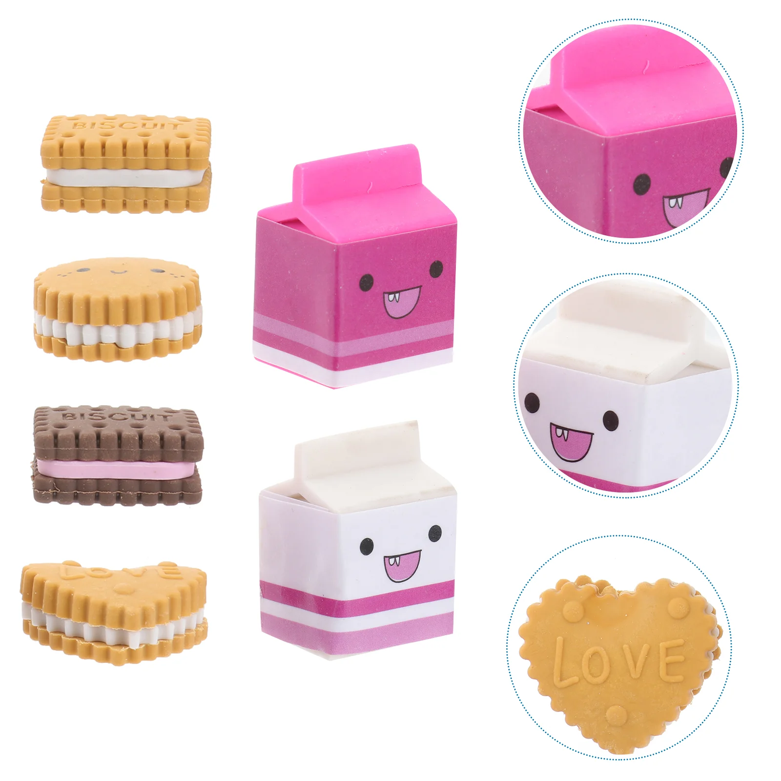 

Box-packed Kawaii Milk Cookies Biscuit Erasers School Stationery Supplies Creative Gift for Kids Children Students