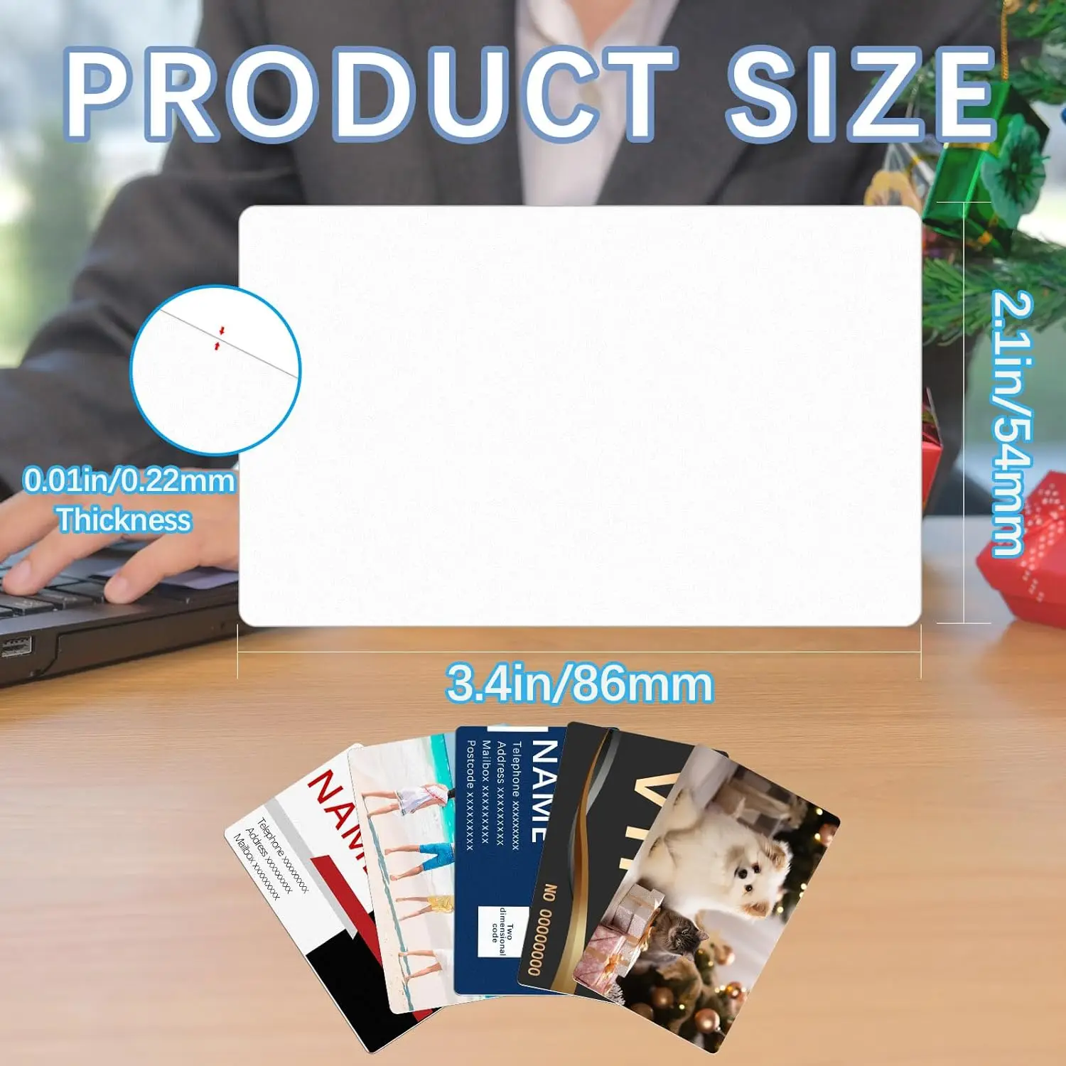 Double-Sided Aluminum Sublimation Business Card Blanks-Heat Press Transfer 50pcs/100pcs White Desk Accessories 3.4 x 2.1Inches business cards