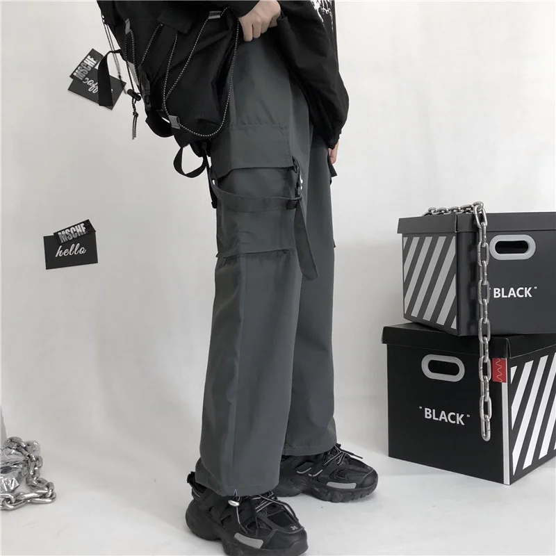 slacks Punk Harajuku Straight Harajuku all match Trousers High Waist Big Pockets Cotton Cargo Loose Hip Hop High Joggers Women Pants khaki pants