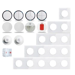 1 2 3 4 Gang Wall Switch White Glass Plate Motion Body Sensor Step Light DP 2P DIY Free Combination, Wallpad L6 Series