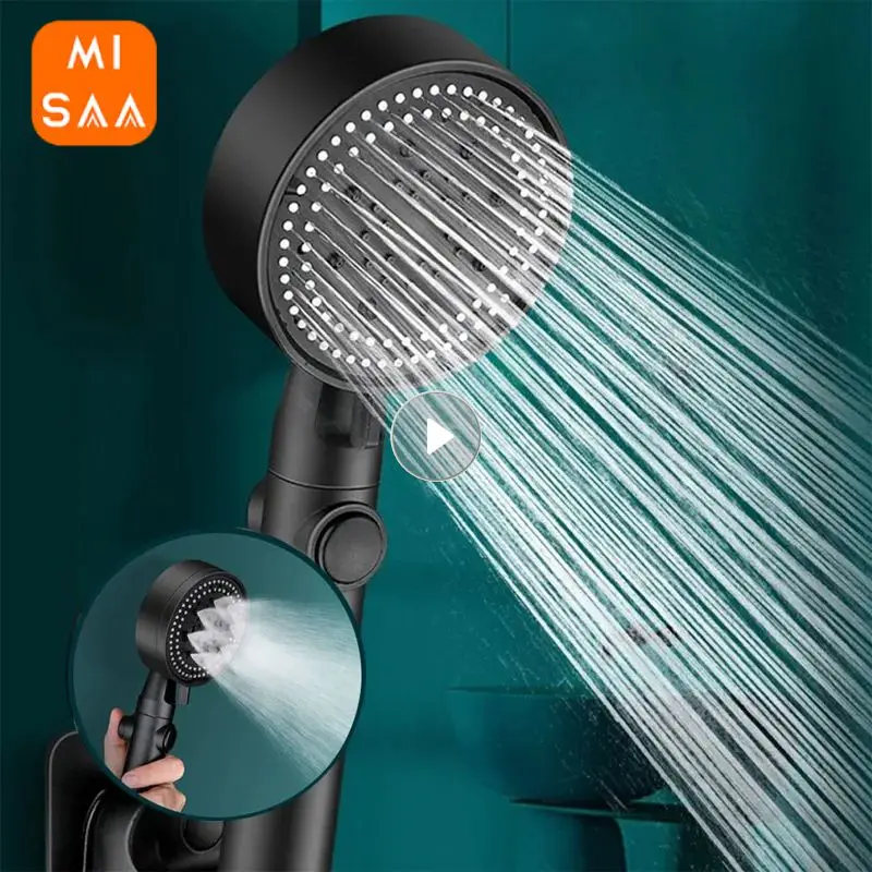 Pommeau de douche à économie d'eau, noir, 5 modes réglables, haute  pression, arrêt à une touche, massage à l'eau, accessoires  HOAccessrespiration Supplies - AliExpress