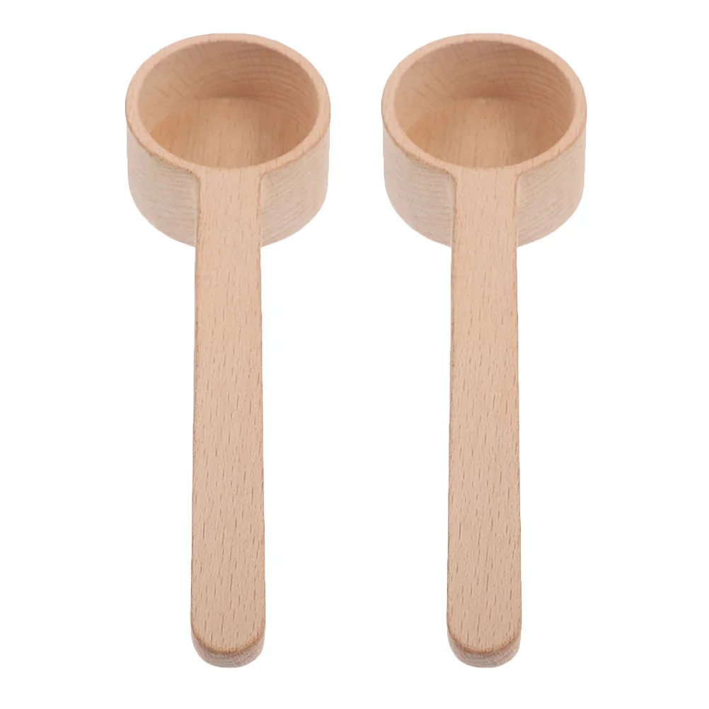 

2pcs Wood Beans Spoons Tea Leaves Spoons Salt Measuring Spoons Wood Salt Scoops