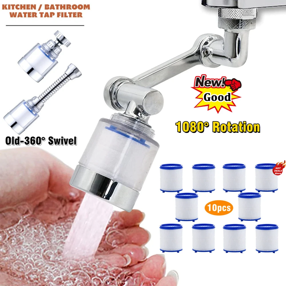 

1080° Rotating Kitchen Faucet Aerator Water Tap Nozzle Filter ABS Bathroom Washbasin Splash Tap Bubbler Arm Faucet Sprayer Head