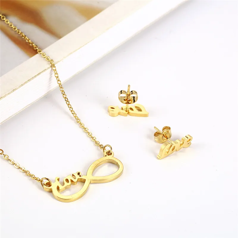 Heart Necklace Earrings Set Stainless Steel Jewelry Set Hert Lock Jewelry Sets Charm Simple Fashion Gift chain jewelry sets,jewelry set
