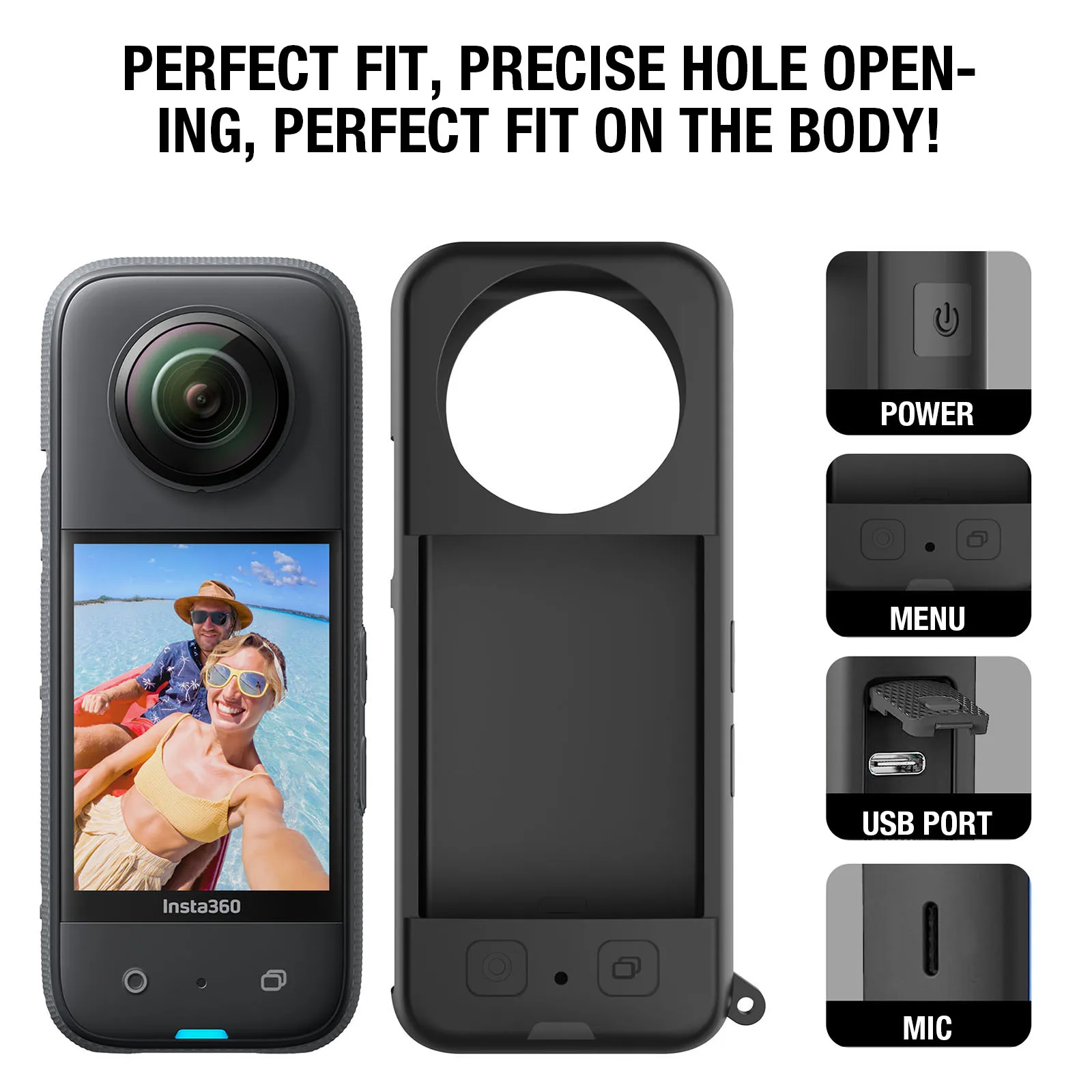 

Silicone Protective Cover for Insta360 X3 Body Protective Case with Wrist Strap for X3 Camera Action Accessories