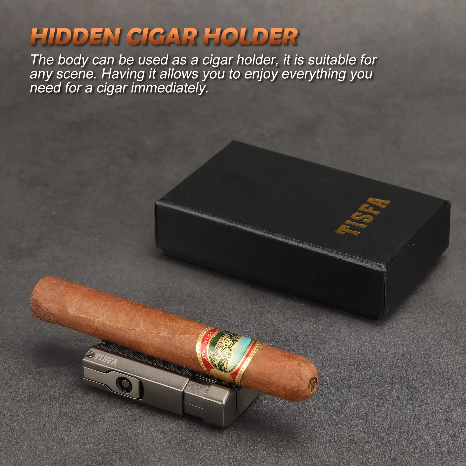 Cigar Lighter Double Jet Flame Butane Torch Built-in Cigar Punch Holder Windproof Pocket Lighter Smoking gas lighter