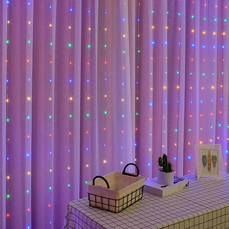 Description Picture 6 of item3/6M USB LED Curtain 8Modes Remote Control String Lights Holiday Wedding Fairy Garland Lights For Bedroom Living Room Decor