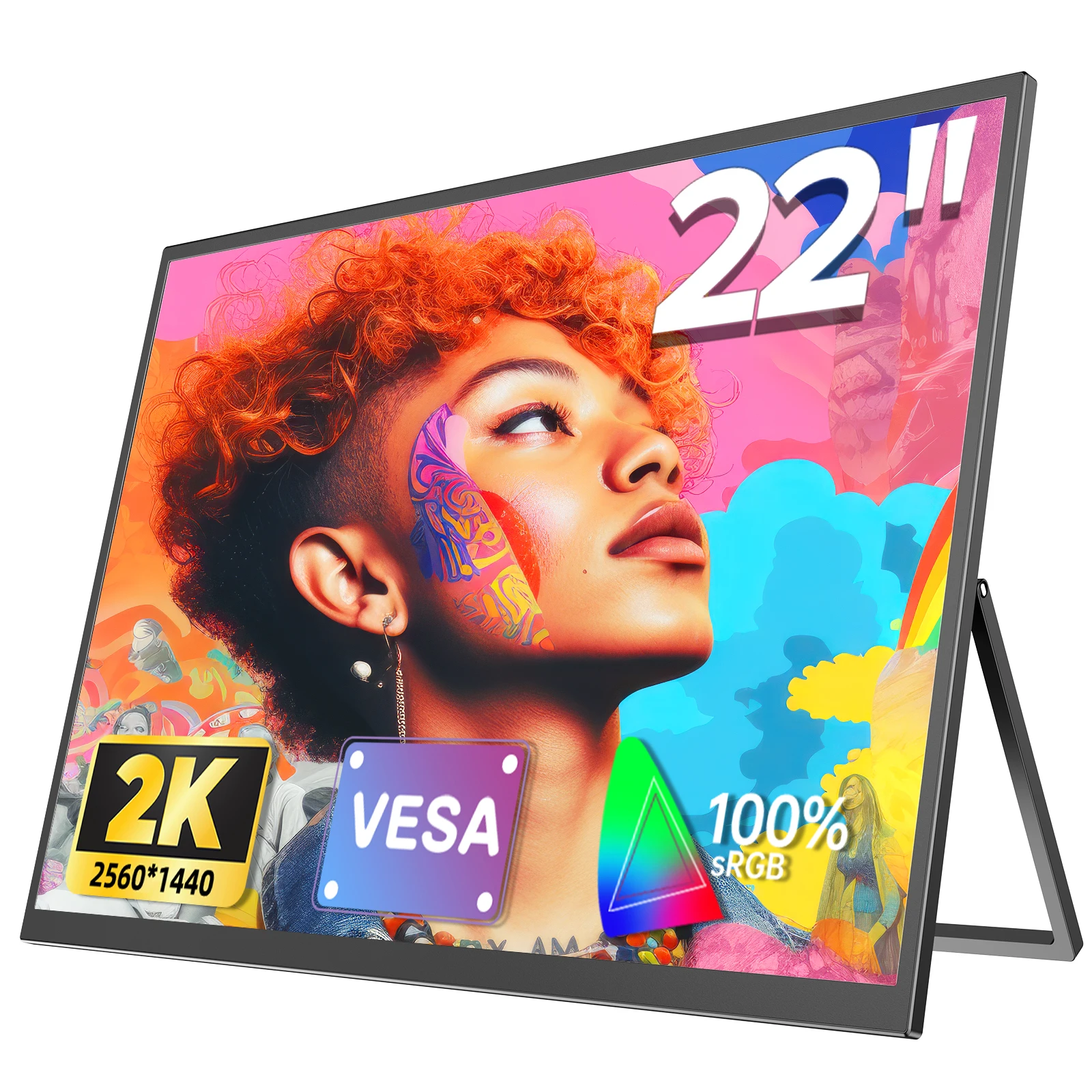UPERFECT UMax 22 컴퓨터 게임 디스플레이 22인치 2K 1440P 100% sRGB USB-C HDMI IPS 화면 노트북 MacBook Surface PC PS4/PS5 Xbox 킥스탠드 스피커