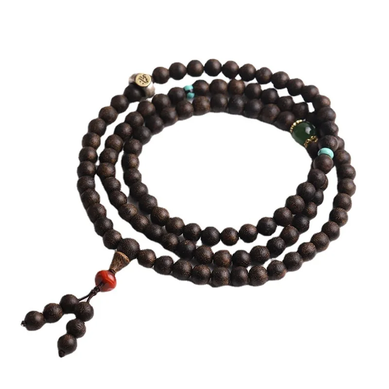 Vietnam Old Materials Agarwood Bracelet 7mm Multi-Circle 108 Zodiac Rabbit Dragon Tiger Cattle Pig Attract Luck Wealth Bracelet