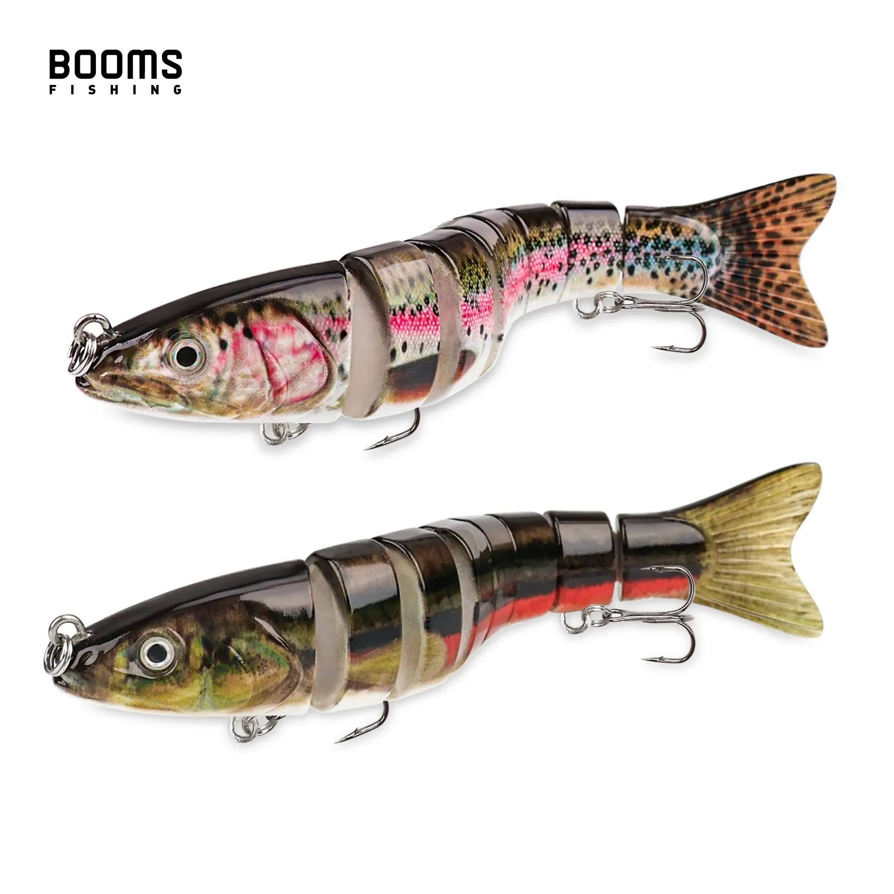 Booms Fishing MJ2 Hard Lures 10cm 29g Swimbait 7 Segment Artificial Bait  Hook Multi Jointed Wobblers for Pike Trolling Crankbait