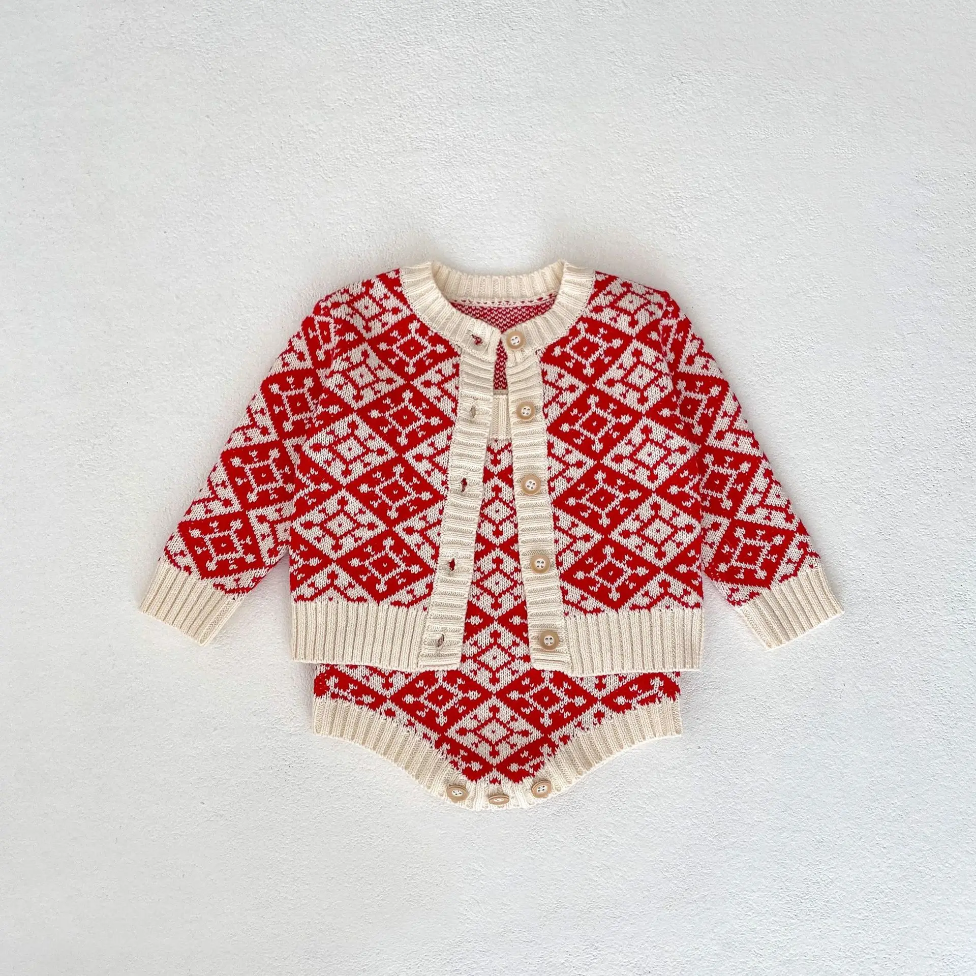 

Демисезонный вязаный свитер в клетку для мальчиков и девочек, 2024