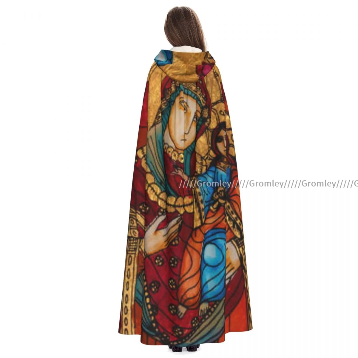 

Adult Eastern Europe Virgin Mary Cloak Cape Hooded Medieval Costume Witch Wicca Vampire Halloween Costume Dress Coat