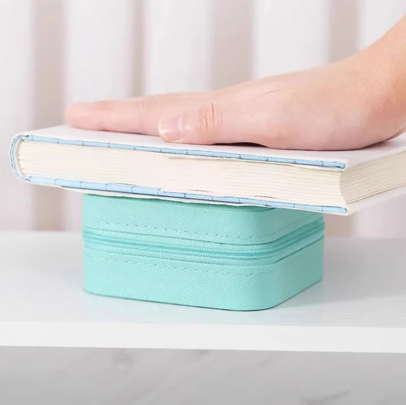 Compact Jewelry Travel Organizer - Portable Display Storage Box for Rings, Earrings, and Necklaces