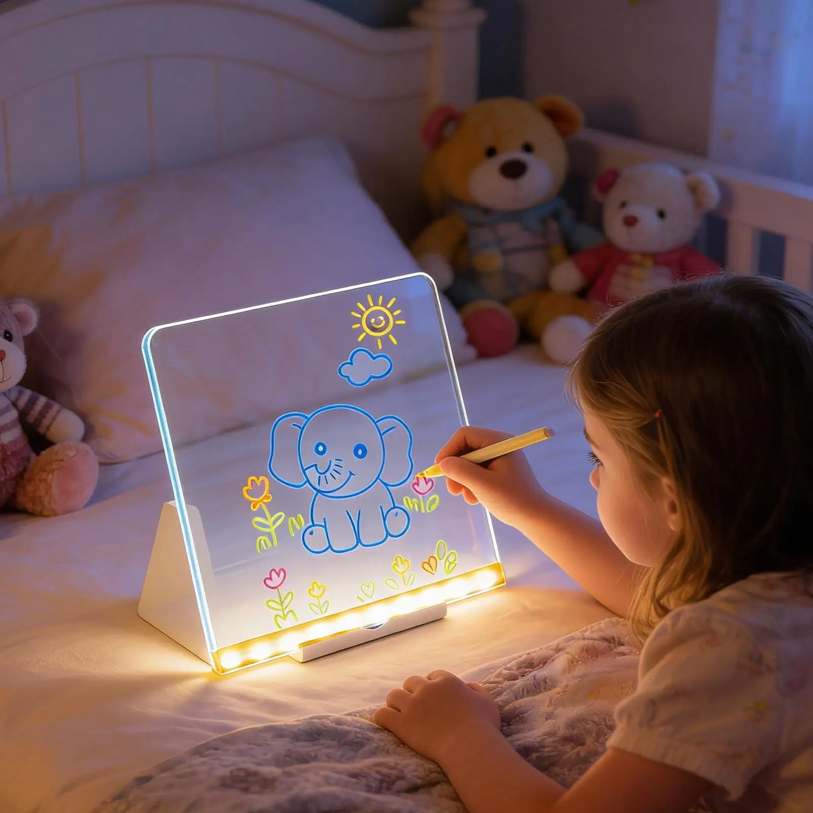 LED 메모 보드 USB 플러그인 메시지 매트 지울 수 있는 LED 메시지 보드 마커 포함 소년 소녀 학교 거실 가정 직장용