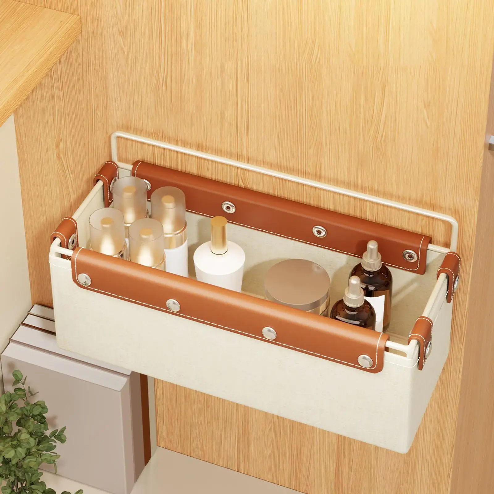 Bathroom Storage Basket Easy Installation Portable Modern Convenient Kitchen