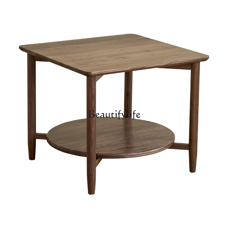 

Северная Америка, черный ореховый боковой столик из массива дерева, современный простой Маленький журнальный столик для маленькой квартиры, мебель для гостиной