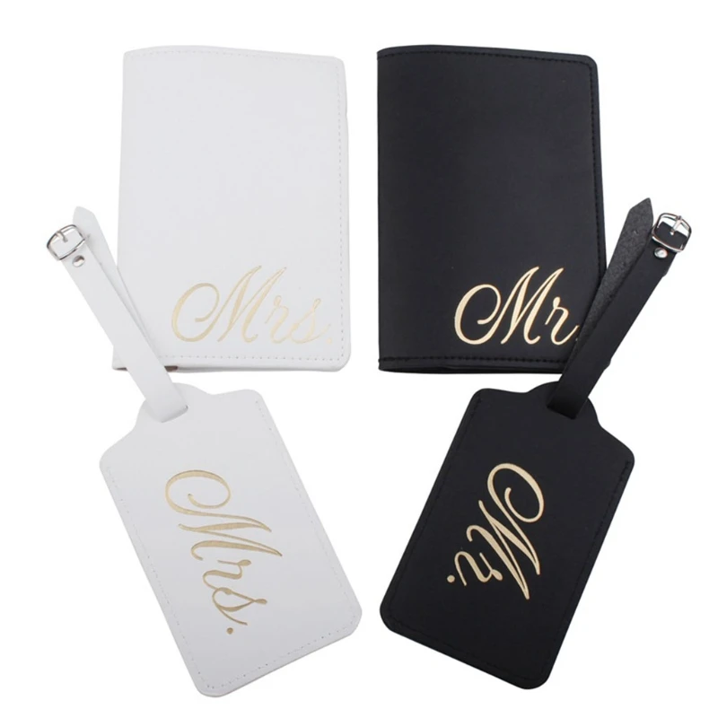 

1Set PU Leather Luggage Tag Passport for Case Wallet for Couples Travel E74B