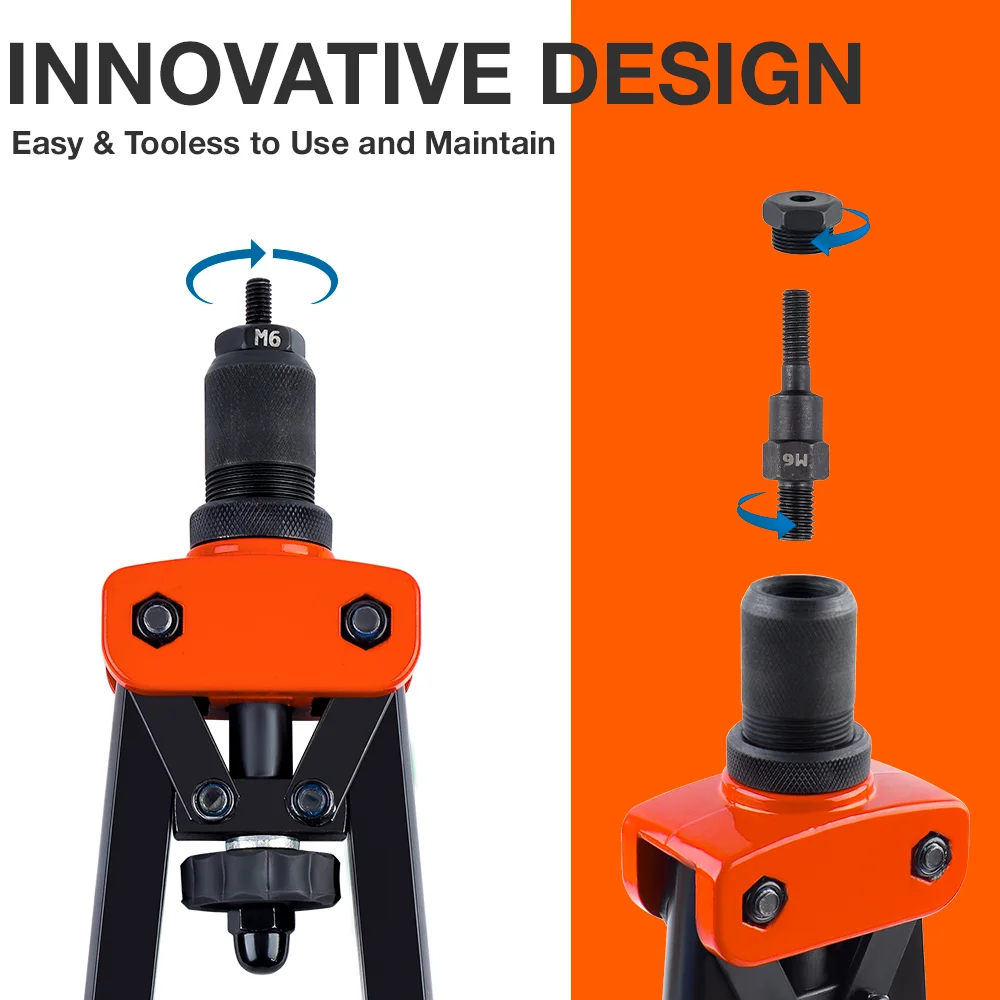 Manual Rivet Nut Gun, M3 M4 M5 M6 M8 M10 Cordless Rivet Nut Gun, Multi-Size Insert Rivet Nut Tool, Including Wrench And Tool Box