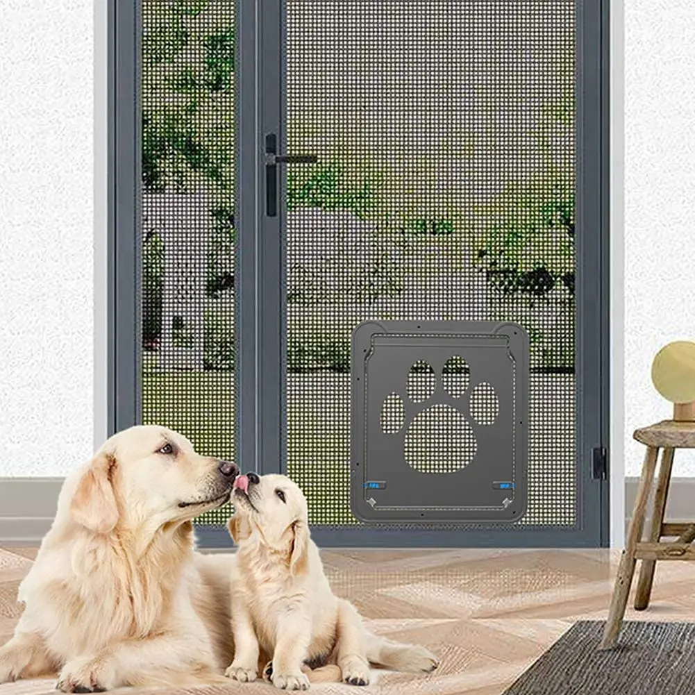 Pet Screen Door Large Cat Dog Doors with Magnet Lockable Flap Net Gate pet door