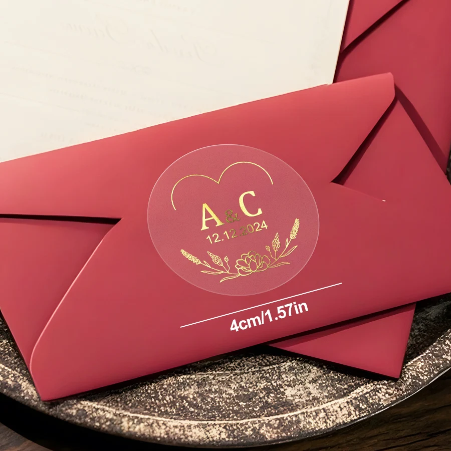 Custom Clear Gold Foil Stickers – Personalized Transparent Waterproof Labels for Weddin... - SKU SSL900266 - UGI Packaging