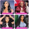 13x6 Body Wave Lace Front Wigs Human Hair 200% Density 13x4 Loose Wave Frontal Wig Pre Plucked HD Transparent Human Hair Remy 4