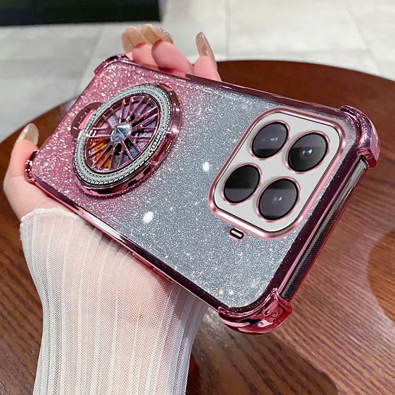 Gradient Glitter Holder Stand Electroplated Phone Case