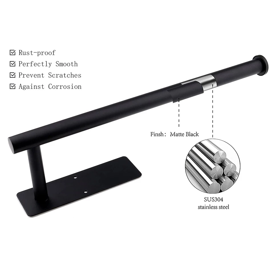 Adhesive Toilet Paper Holder 304 Stainless Steel Brushed Gold Paper Towel Roll Rack Black Bathroom Kitchen Long Tissue Hanger paper towel holder toilet paper rack toilet paper holder toilet roll holder paper towel rack tissue holder