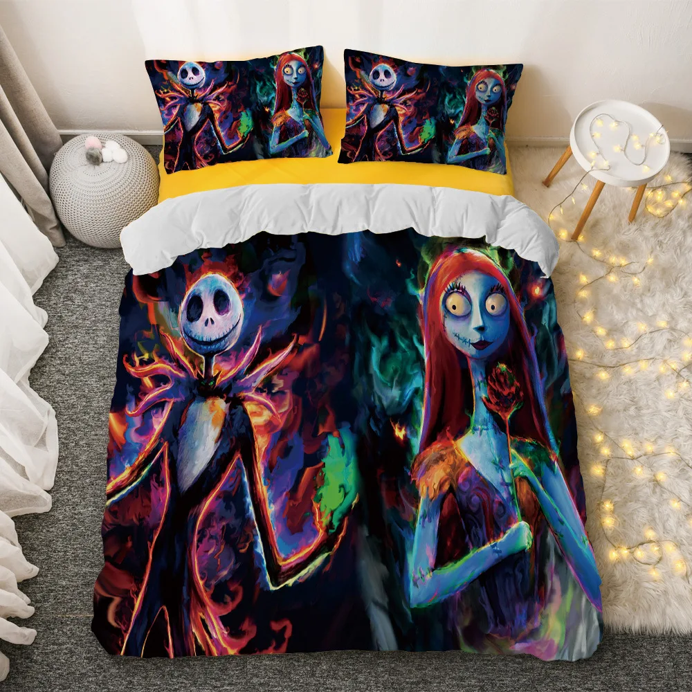 

Christmas Eve Horror Wedding Bedding Set Skull Bedding Cover Digital Printing Quilt Cover Pillow Case Atmosphere Decoration