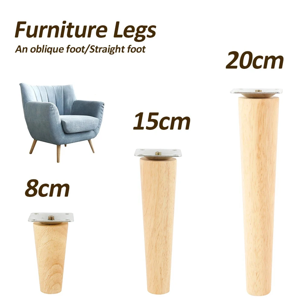 Set of 4 Wooden Furniture Legs - Straight Angle
