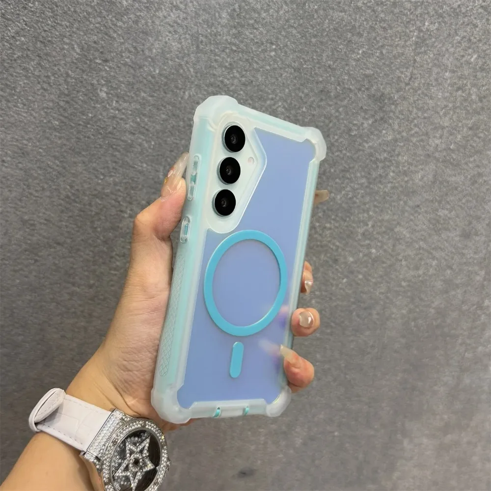 Luxury Gradient Aurora Magnetic Phone Case with Bling Back Cover
