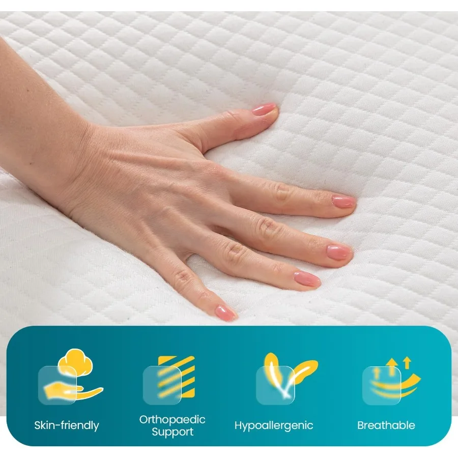 14 inch Gel Memory Foam Mattress Medium Firm Mattresses for Cool Sleep Relieving No Fiberglass CertiPURUS Certified Mattress in