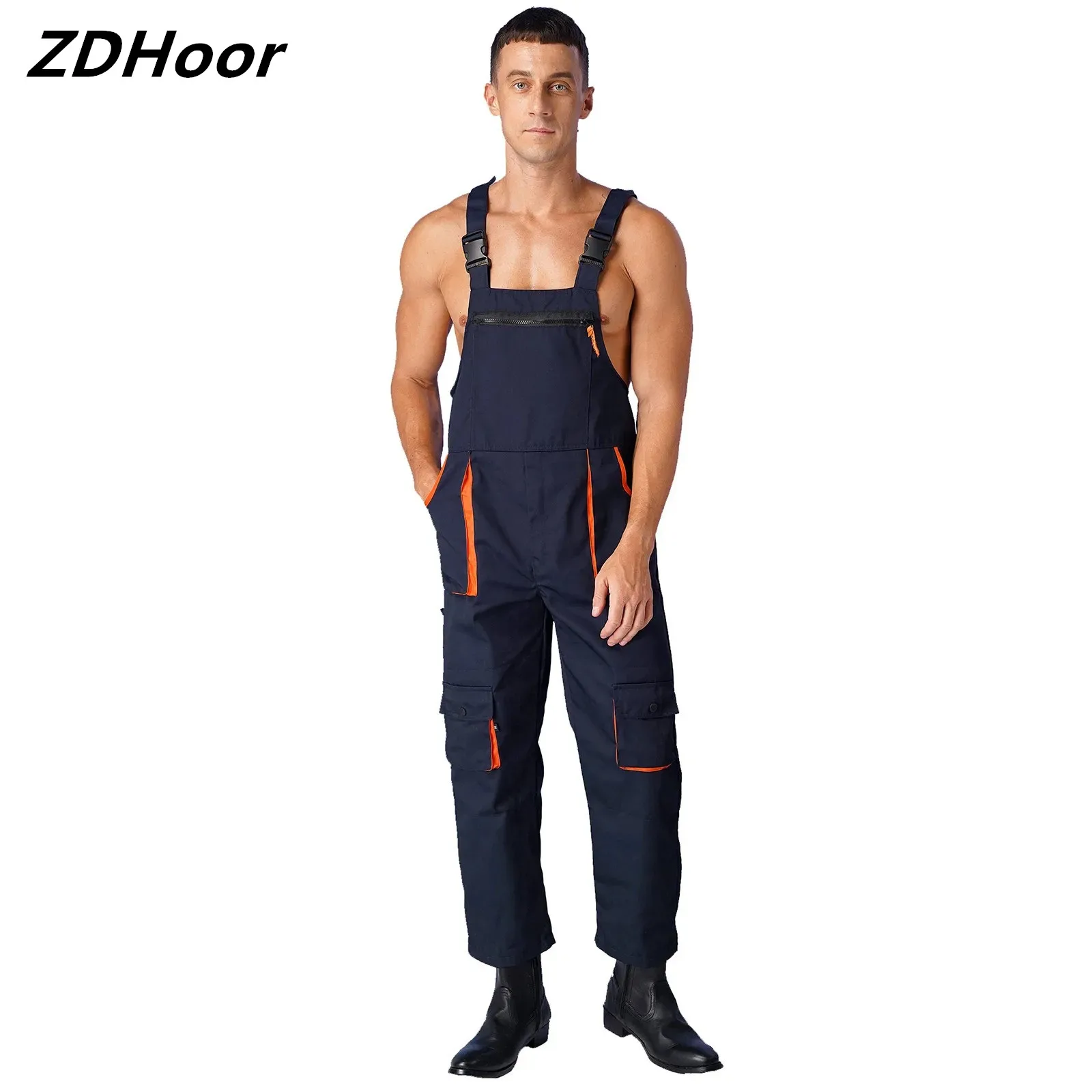 

Mens Resistant Overalls Jumpsuit Adjustable Straps Multiple Pockets Work Dungarees Male Bib And Brace Coveralls